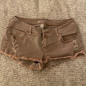 Distressed jean shorts